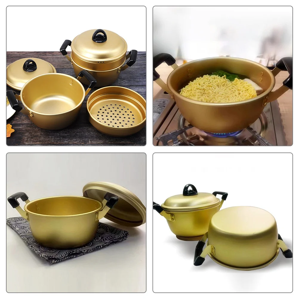 

1 set 1 Set Aluminum Alloy Soup Pot Long Handle For Ramen Noodle Stew Boiling Milk Kitchen Cookware Stockpot Reusable Practical