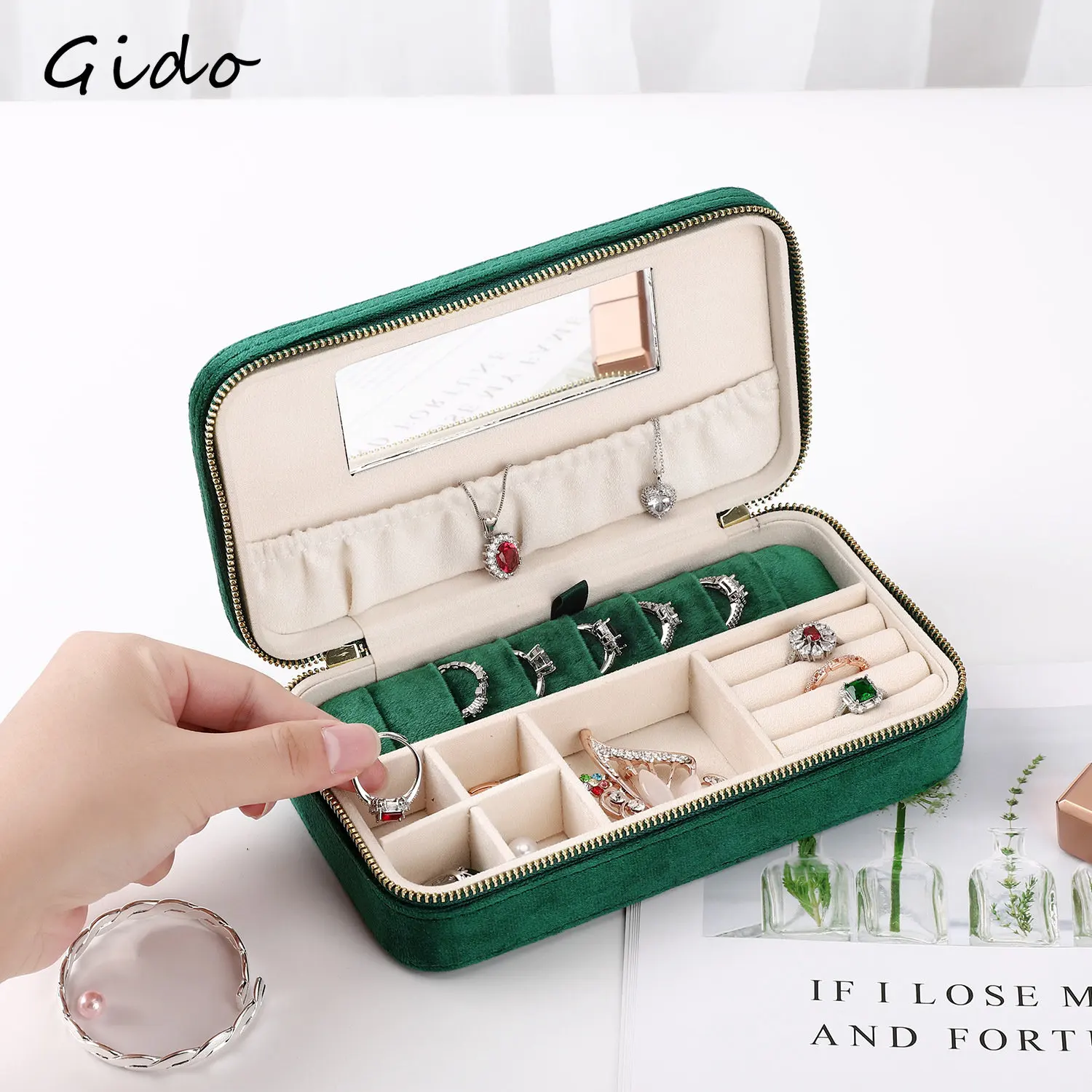 

Travel Earrings Necklace Ring Case Jewelry Velvet Storage Jewelry Box Flannel Gift Box Joyeros Organizador De Joyas