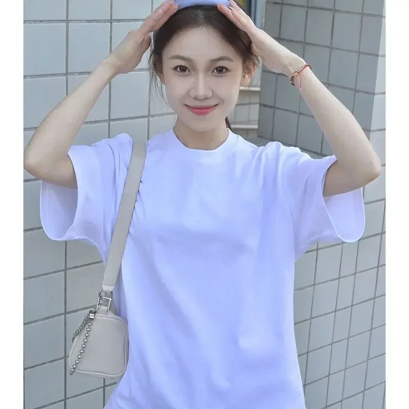 

Pure Cotton Short Sleeved T-shirt Round Neck Half Sleeved Loose Casual Slimming Korean Version Design Sense Niche Ins Base Shirt