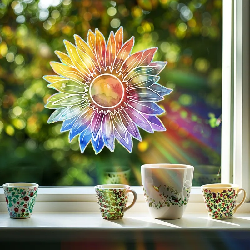Sun Flower Stickers Self Adhesive Pvc Window Wall Decal Rainbow Maker Wallpaper Bedroom Home Decor