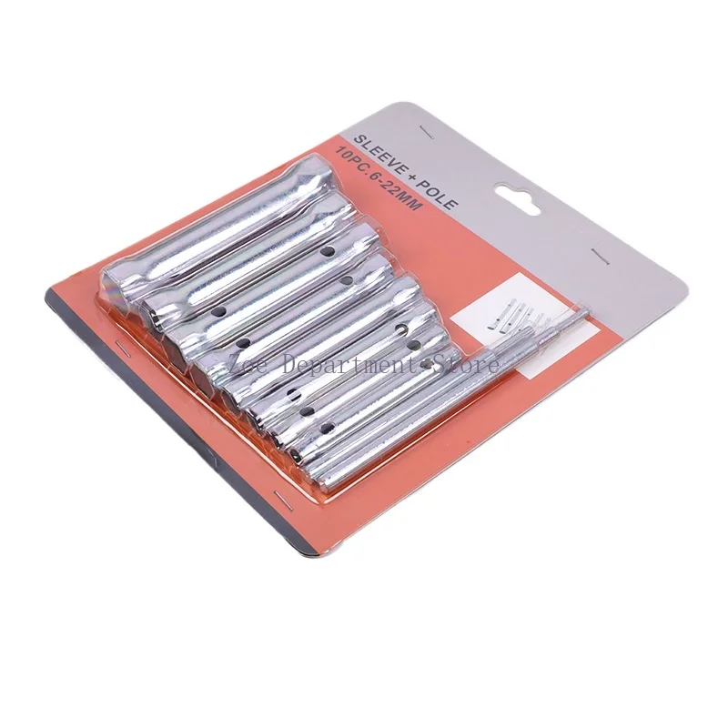 10pcs Metric Tubular Box Wrench Set 6-22mm Hollow Socket Tube Bar Automotive Plumbing Repair Spanner Hand Tools Set for Mechanic