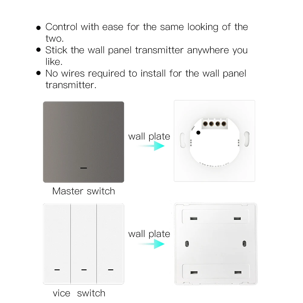 WiFi Smart Wall Light Switch RF433 Push Button Transmitter Smart life Tuya App Remote Control Works with Alexa Google Home