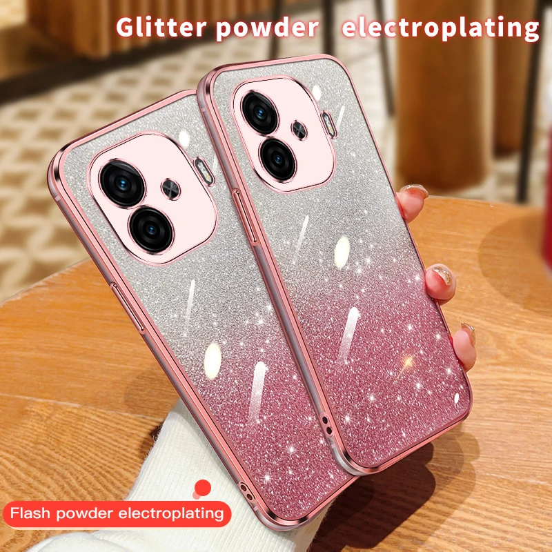 6D Plating Glitter Case for vivo iQOO Z9 (China) Luxury Soft Silicone Protection Full Camera Phone Cover iQOOZ9(China) V2361A