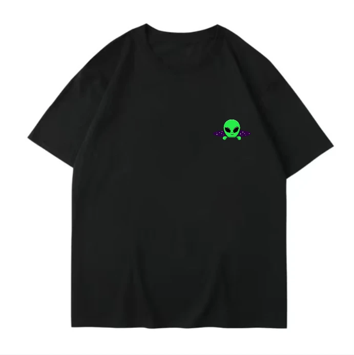 

Skull Print Summer T-Shirt Men's Loose Ins Harajuku Short Sleeve K2y Couple Cycling Suit with Gun