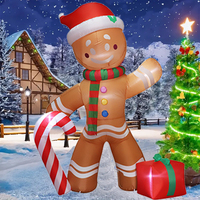 1pc Christmas Decoration Inflatable Toys With LED Gingerbread Man Festival Party Garden Decor Outdoor Inflatable model