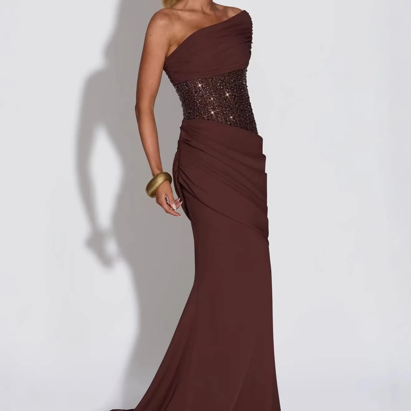 Townlike Slim Bodycon Maxi Long Dress Women One Shoulder 2026 Spring Summer Dress Sequin Evening Nightclub Sexy Party Dresses