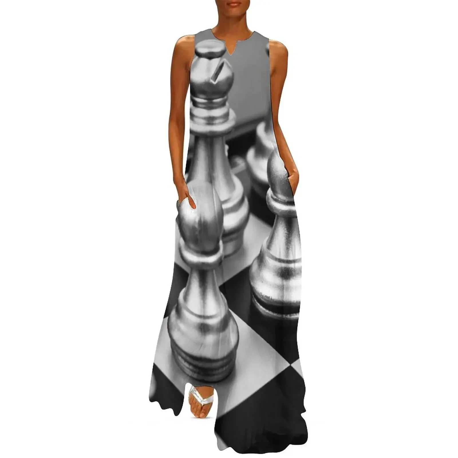 

Silver chess Long Dress dresses for special events purple dress Long dress loose women's