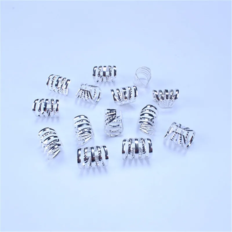 10Pcs/lot 6x9mm Gold Silver Beads Adjustable Hair Braids Beads Adjustable Hair Braid Rings Cuff Clips Tubes Jewelry Styling Tool