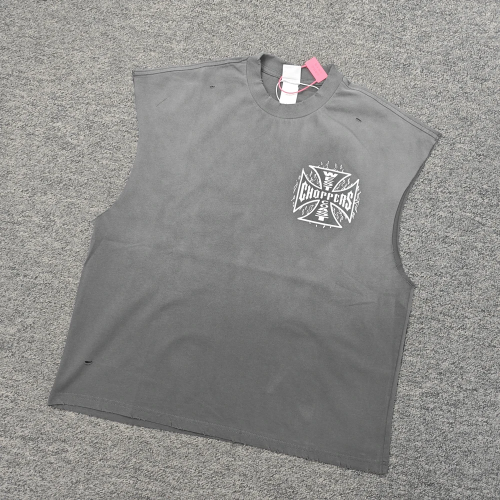 Yao Fashion Oversized Washed Vintage Street Style Unisex Versatile Trendy Loose Fit Casual Cotton Daily Men's Vest Tank