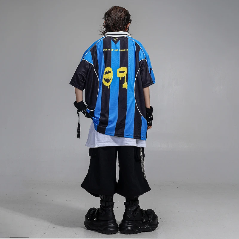 Camiseta holgada a rayas para baile de Hip Hop para niños, blusa de baile callejero para niñas, disfraces de K-pop, conjuntos de ropa, ropa de calle de Jazz para niños