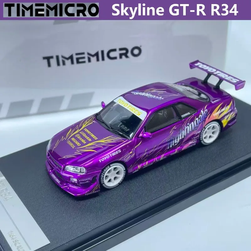 TimeMicro 1/64 Skyline GT-R R34 Alloy Die Casting Car Model Collection Model Boy Gift Christmas Gift