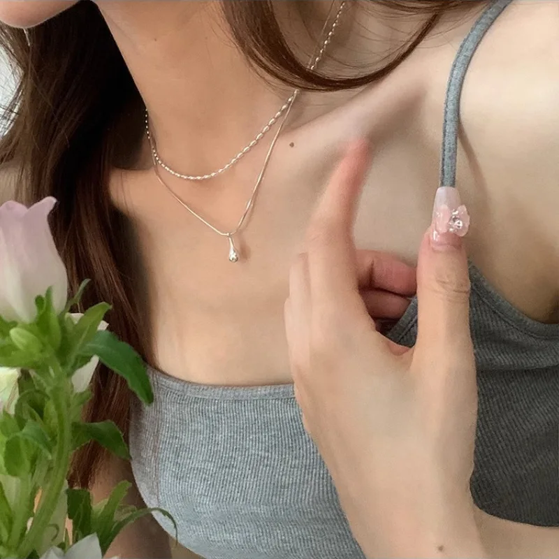 PANJBJ 925 Sterling Silber Unregelmäßige Shell Halskette für Frauen Minimalismus Mode Design Trend Süße Schmuck Geschenk Dropshipping – Detail 17