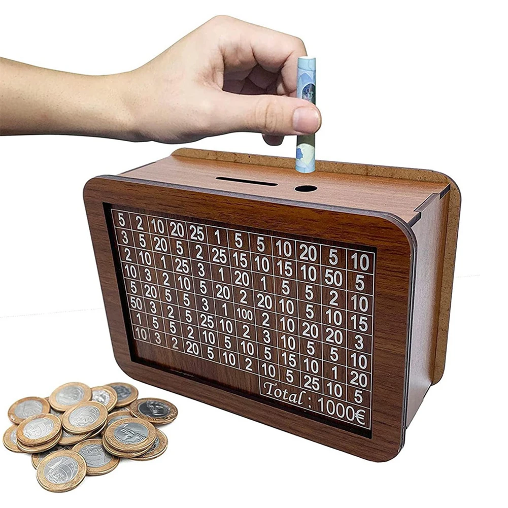 Tirelire avec compteur, boîte d'épargne d'argent, coffre-fort de Style rétro, banque en bois, fait à la main, objectif d'économie d'argent pour enfant et adulte