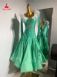 Modern Dance Dress for Women Long Sleeves Rumba Ballroom Waltz Performance Competiton Clothing Skirt Social Dancing Dresses