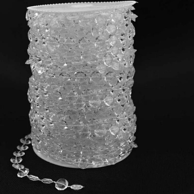 10M Acrylic Crystal Bead Curtain Clear Garland Strand Hanging Chains For Party Wedding Window Balcony Garden DIY Decoration