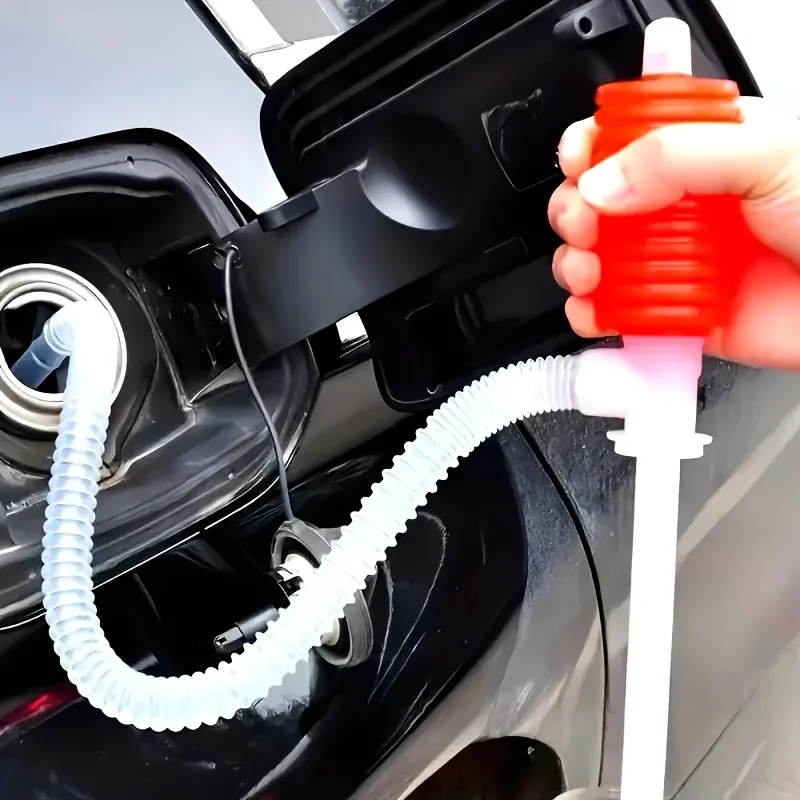 2pc Manual Siphon Pump Kit Universal Hand Fuel Transfer Pump for Oil, Petrol, Car & Liquid Extraction, Durable Plastic Design