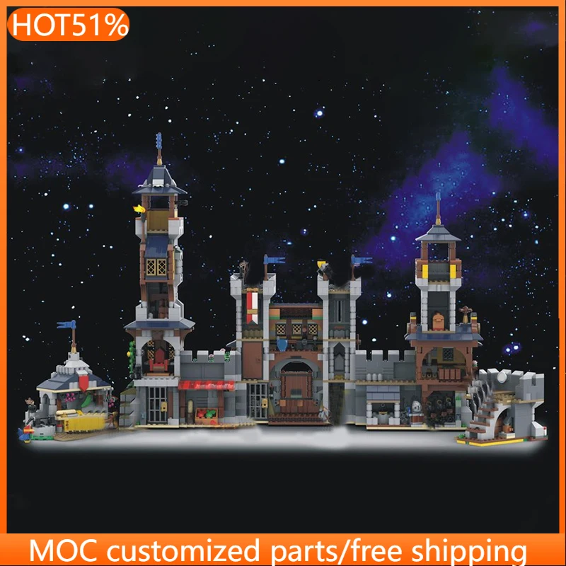 2850 pièces - Modèle de construction modulaire MOC Faucon Noir Médiéval - Jouet DIY simple et populaire pour enfants - Cadeau de festival