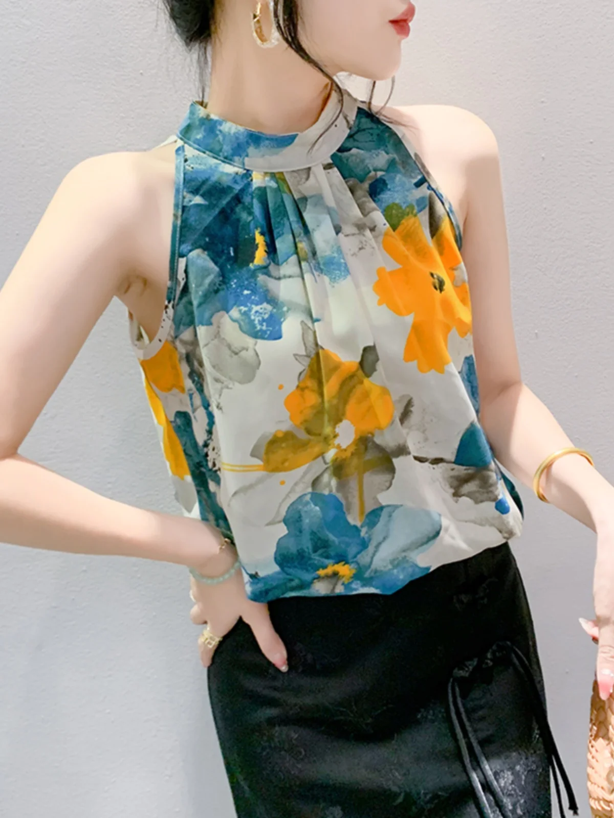 Sommer Blumendruck ter Ne Svel Damen Tank Top Trendy Street Sle Loose Fit Casual irt Oberbekleidung