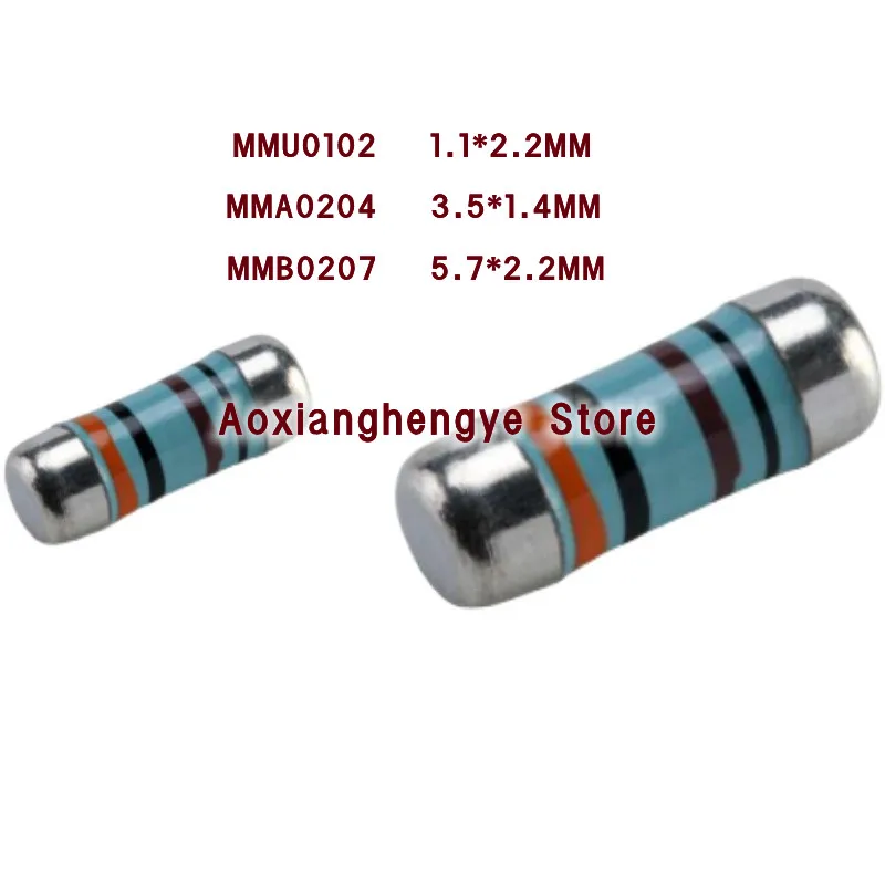 Resistores profissionais de SMD MELF, MMU0102, 30R, 33R, 36R, 39R, 47R, 51R, 56R, 68R, 75R, 82R, 91R, 100R, 120R, ohm, 20pcs