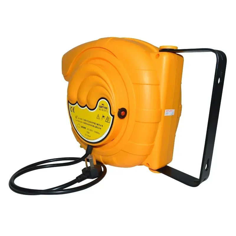 GQ150D  Automatic Telescopic Drum AC 250V - 10A/50Hz 15 Meters Plug Board Board Line Electric Automatic Hose Reel 1pc