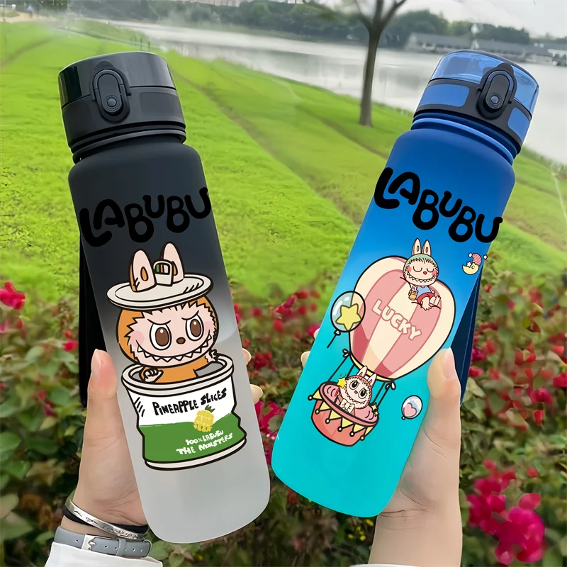 LABUBU 650ml Cartoon Characters Portable Water Cup Large Capacity Sports Outdoor Plastic Leak-proof Water Bottle Children's Gift