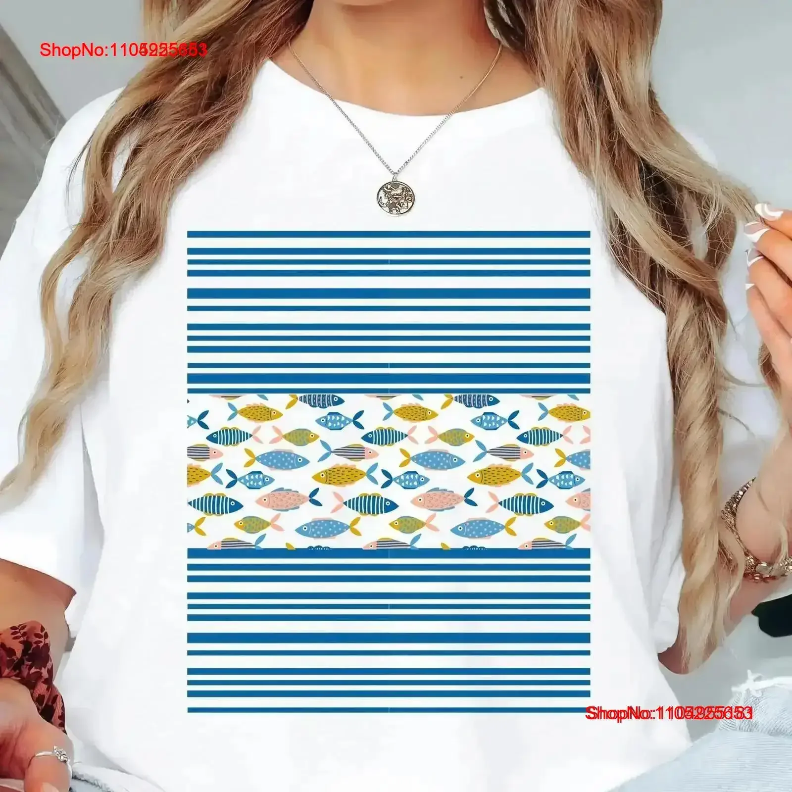 

Fisherman Aesthetic T Shirt Sardines Stripes for Her Him Fish Vintage Nautical Retro Coastal s Men or Women Washed vintage