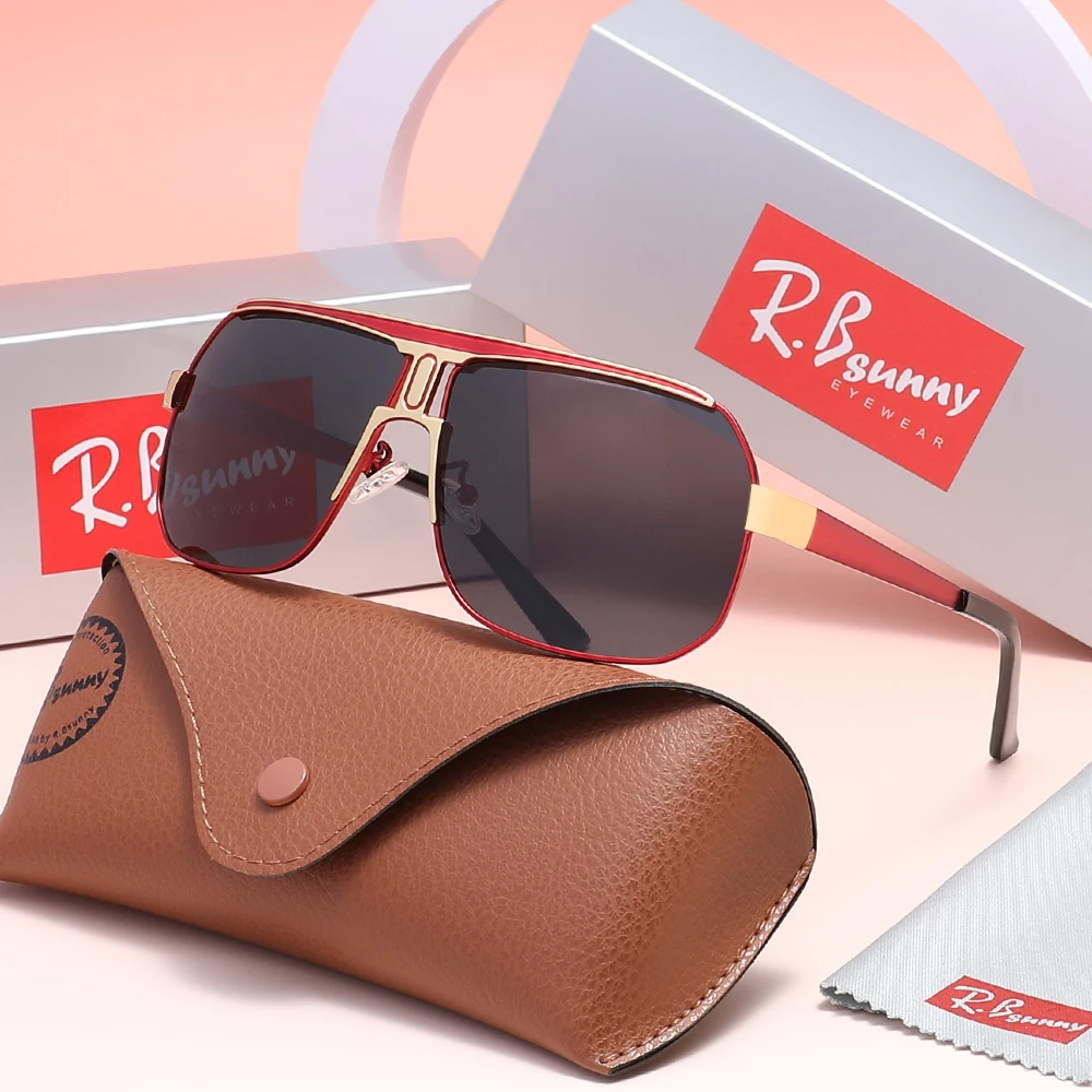 

RBsunny модные очки-пилоты из сплава для мужчин и женщин, винтажные роскошные поляризационные очки для вождения UV400, большая оправа, уличные защитные очки