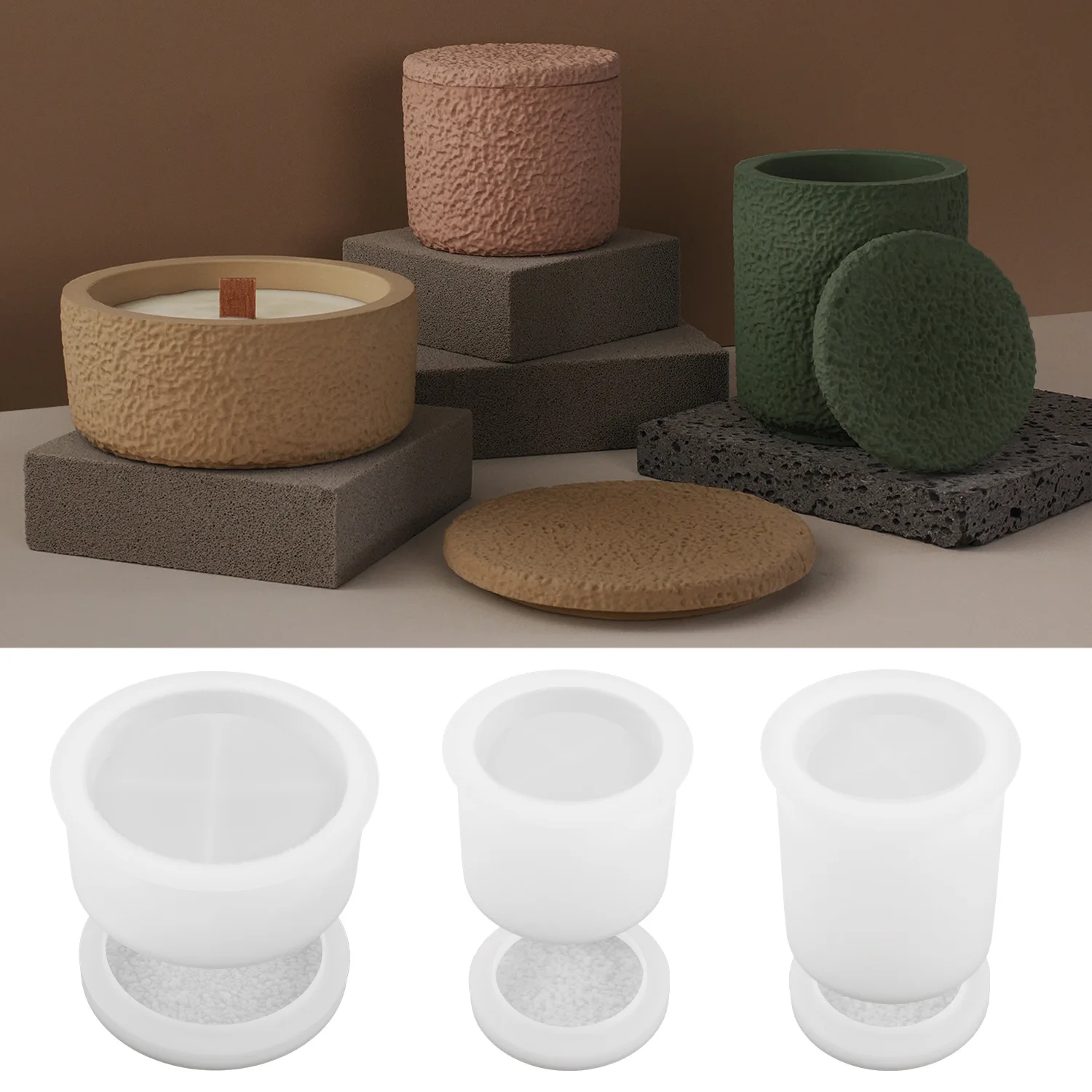 Diy Crystal Drip Cement Cup Mold Lava Irregular with Lid Plaster Candle Cup Ornament Mirror Silicone Moulds