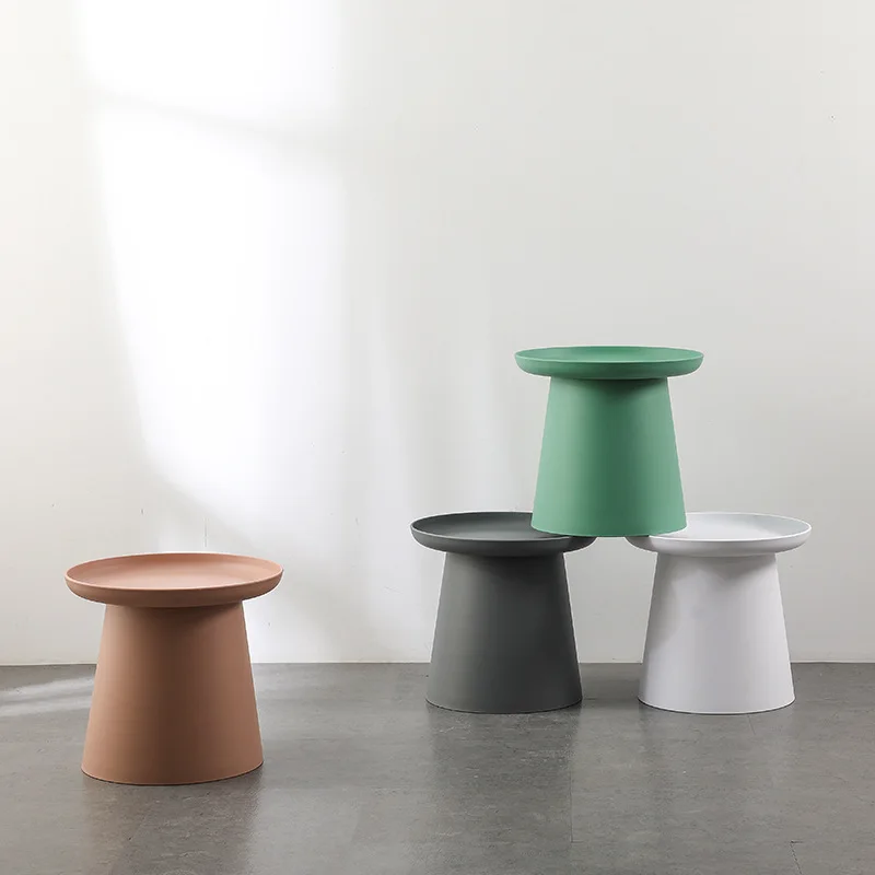 JOYLIVE-mesa de centro de plástico Simple, pequeña mesa redonda, mesas de centro modernas, mesa baja lateral de sofá, mesa de té al aire libre,