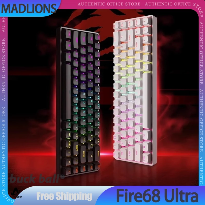 FGG MADLIONS Fire68 Ultra Mechanical Gaming Keyboard Magnetic Switch 8K Rapid Trigger RT 0.04mm Fire 68 Keyboard Customized Gift