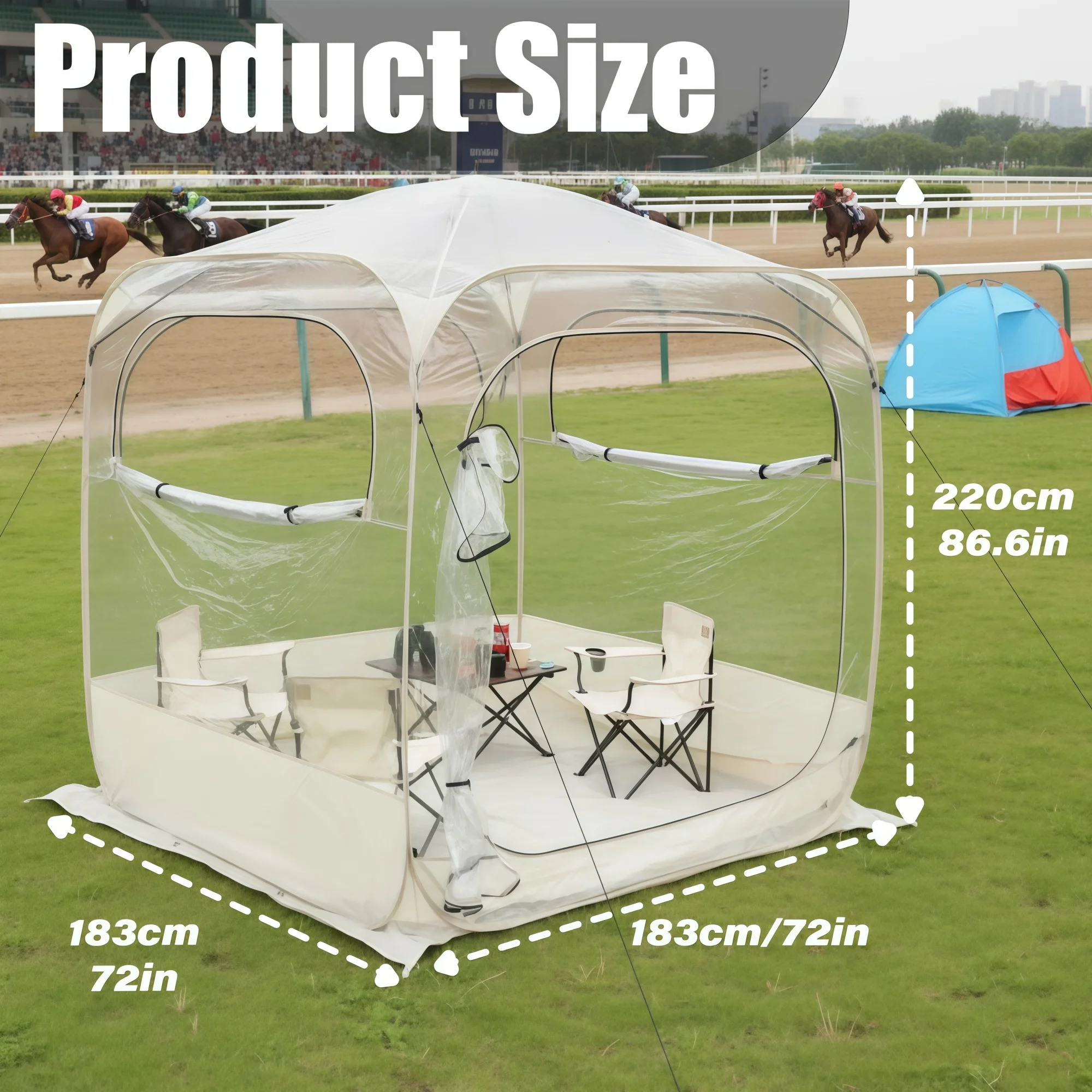 Ventilated Pop Up Spectator Tent, Clear Transparent View Shelter, Foldable Tent with Mesh Windows