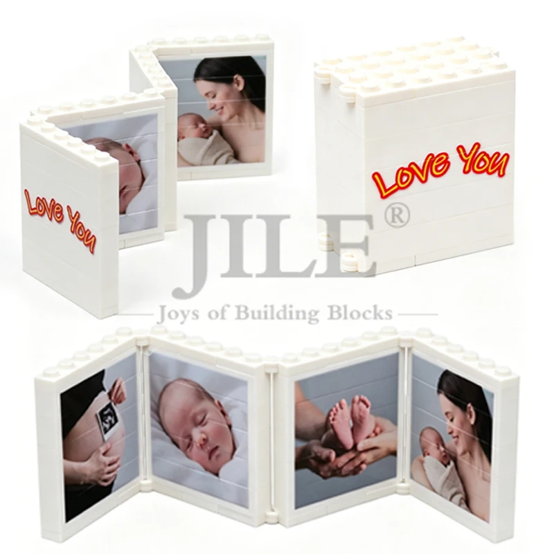 Personalisierter Ziegelstein-Fotorahmen, Geburtstags-Souvenir, Geschenk für Mama, Papa oder Sie, Weißer Puzzle-Rahmen für Jede Gelegenheit, DIY – Detail 4