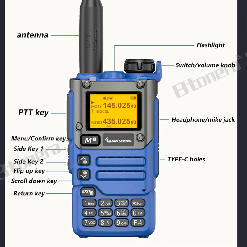 Walkie talkie quan sheng UV-K5(8) 50-600mhz air band rx multi band 136-600mhz tx dtmf scrambler frequenz scan kopie vox fm radio