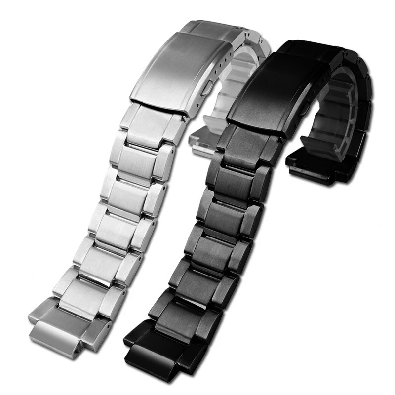 Ремешок для часов из нержавеющей стали 316L для Casio G-SHOCK GST-B200/B200D — ширина наконечника 24x16 мм, мужской сменный серебристо-черный металлический ремешок
