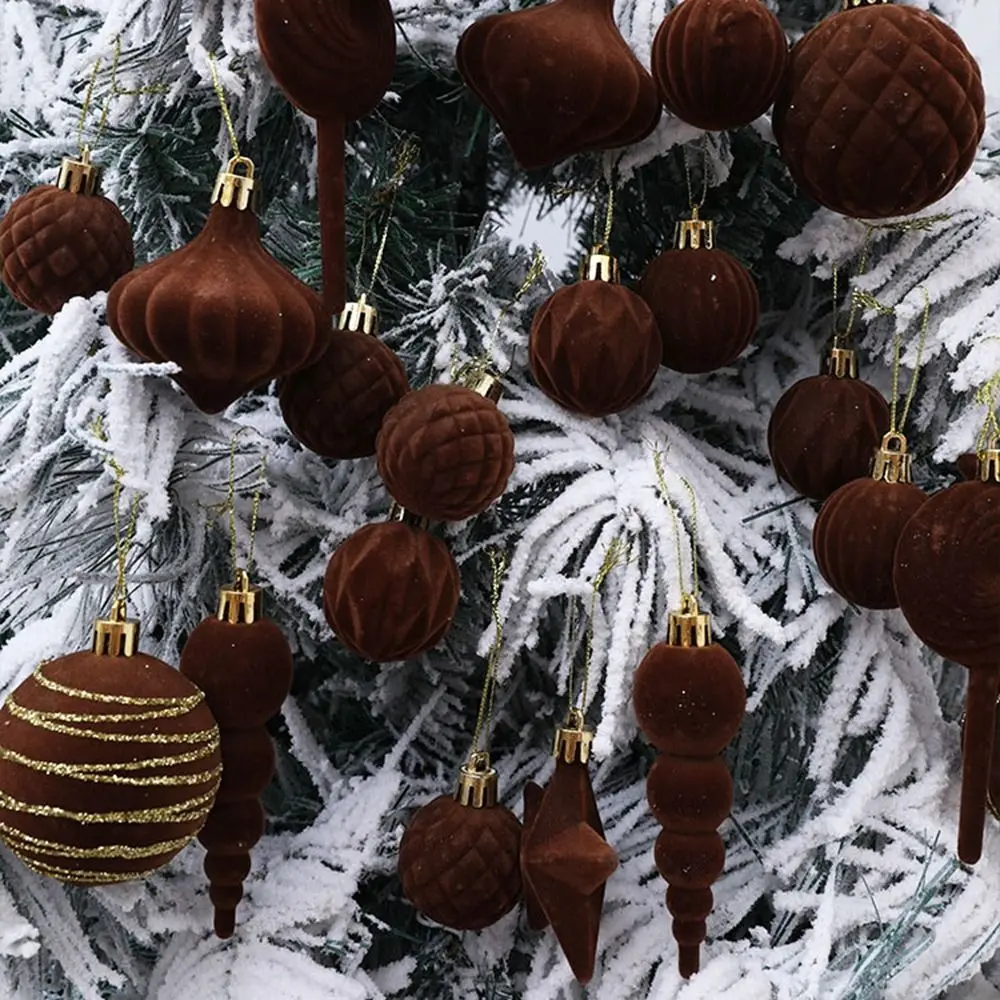 

24Pcs Colorful Flocking Christmas Ball Reusable Shatterproof Christmas Spheres Pendant Decorative Christmas Hanging Balls