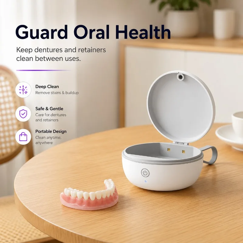 50KHZ USB Rechargeable Ultrasonic Braces Cleaning Machine Multi-Function for  Invisible Aligners and Jewelry Cleaning