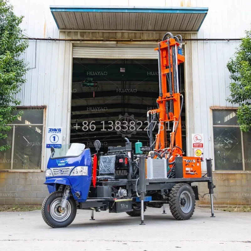 Three Wheeled Drilling Rig 100m 200m 300m for Water Well with Pump and Engine Core Components