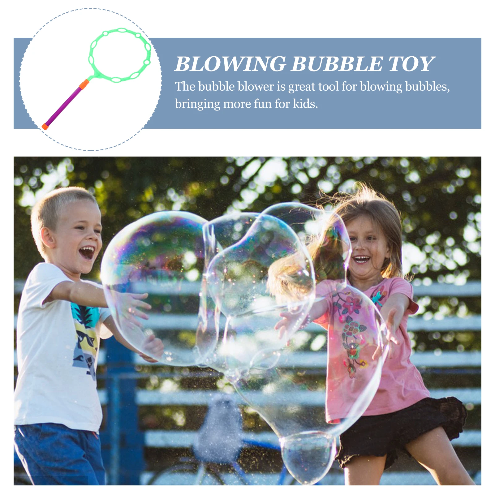 

Large Circle Bubble Maker Toy Blowing Bubbles Stick Kids Outdoor Fun Portable Long Handle Side Holes Design Spring