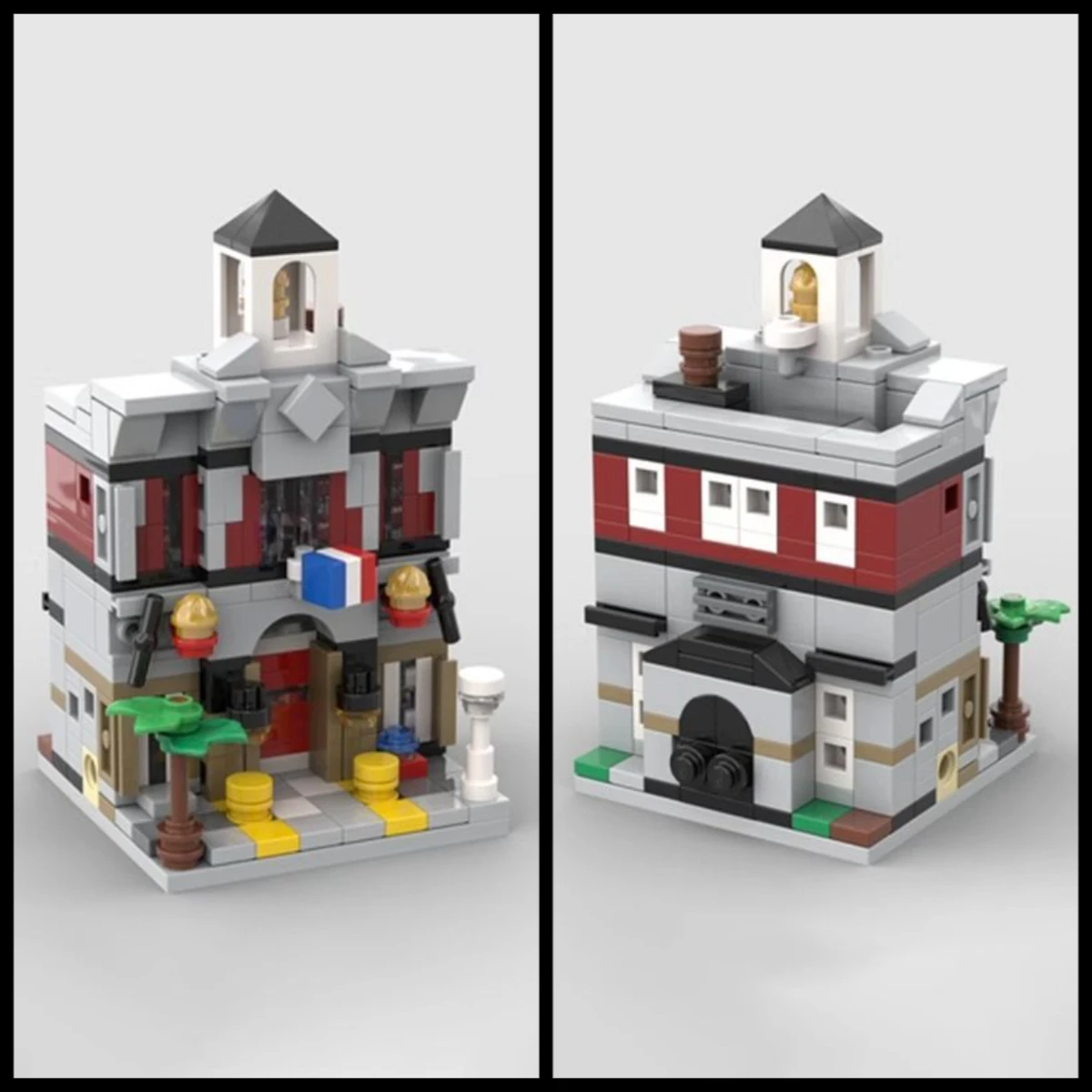 Urbane Miniatur-Straßenansicht Feuerwache MOC Baustein-Set Kleines Feuerlöschfahrzeug-Modell Kinder-Puzzle-Spielzeug Geburtstagsgeschenk für Jungen – Detail 6