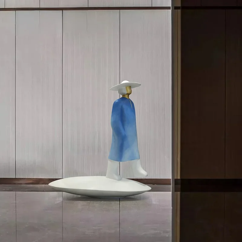

Sales Hall FRP Figure Sculpture Front Desk Large Creative Floor Ornaments Artwork