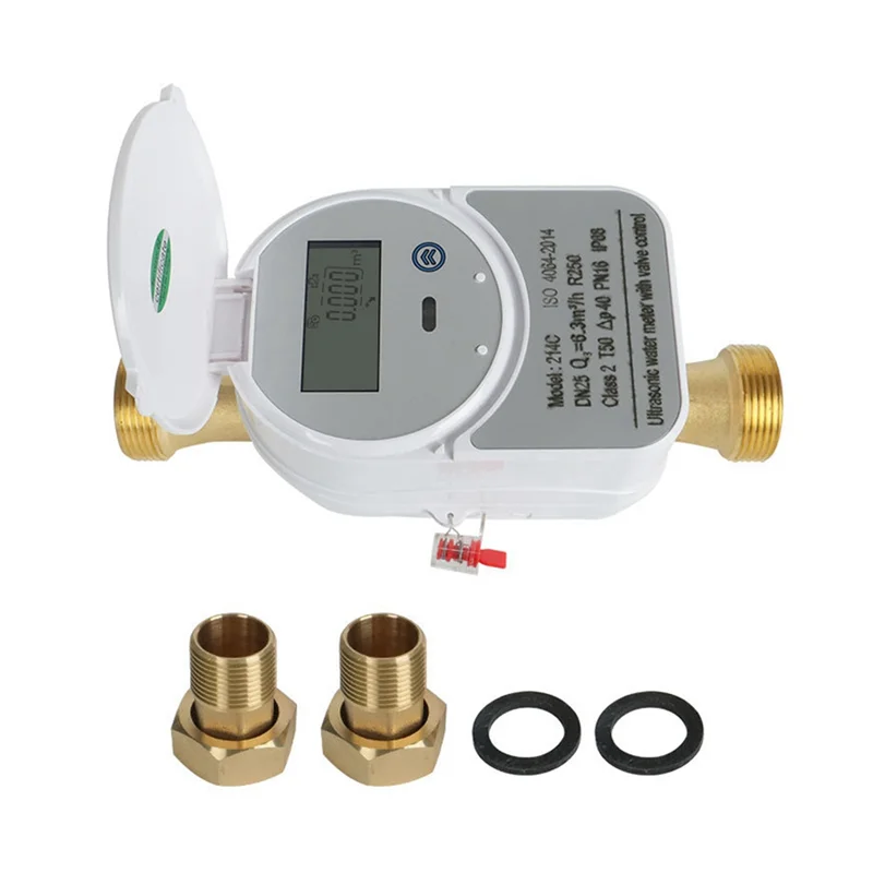 Compteur d'eau à ultrasons Tuya Zigbee DN25 avec Valve, affichage LCD, quantité d'eau, mesure du consommation d'eau, IP68 Waterpro