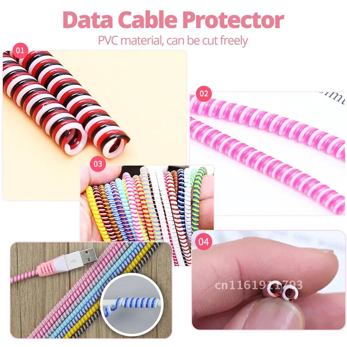 140cm USB Cable Protector for iphone 11 12 pro Earphone Wire Cord Protection Cover Colorful Data Charger Line Protective Sleeve