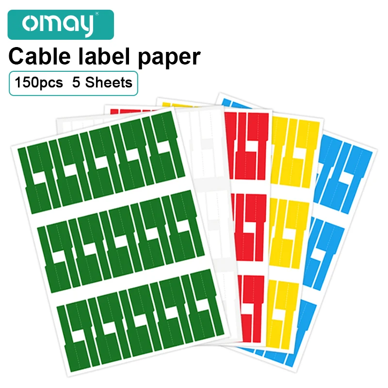 كابل تسميات ورقة 150 قطعة/5 ورقة العلامات سلك بمناسبة شبكة مقاوم للماء طابعة ليزر ملصق المنظم A4 ذاتية اللصق