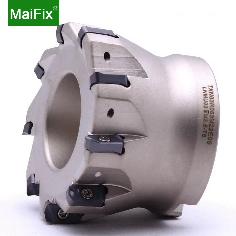 Maifix-高速フィードフライスカッター,耐衝撃性,exn03r,lnmu超硬インサート,挿入機,50mm, 63mm