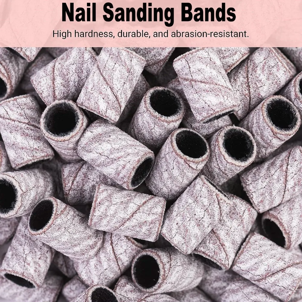 50/100 pz Nail Art Sanding Bands 80 #120 #180 # rettifica Sand Ring Bit per trapano elettrico accessori per macchine strumenti per Manicure