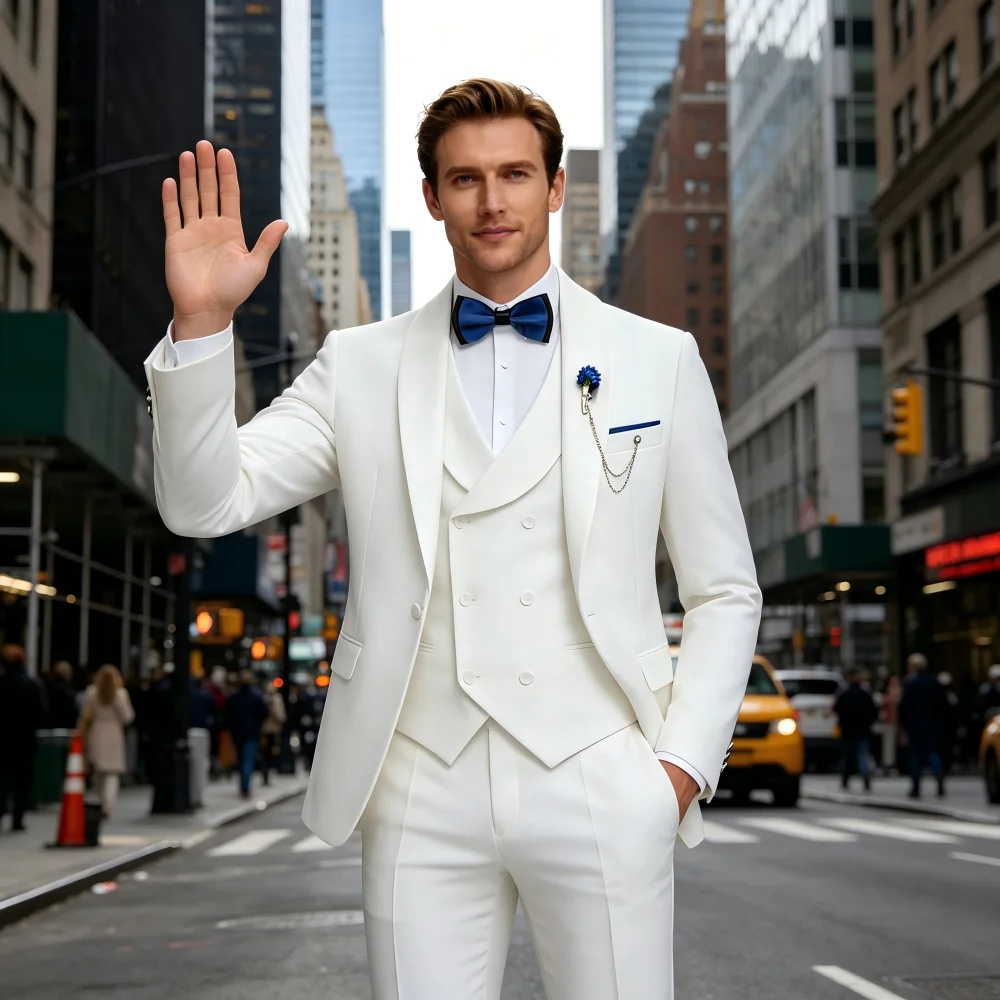 

Мужской деловой костюм-тройка ULBYANRY Terno Preto из жаккарда для официальных мероприятий: пиджак + жилет