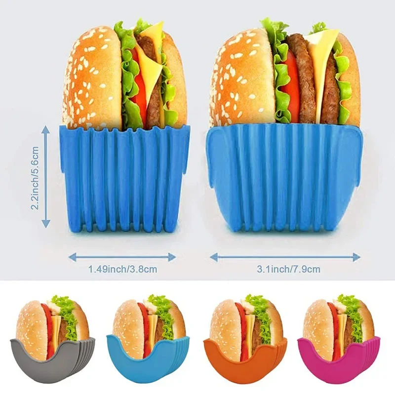 

4PCS Reusable Burger Rack Useful Gadgets Silicone Frame Burger Tool Holder Shelf Storage Kitchen Organizer Tools Dining Bar Home