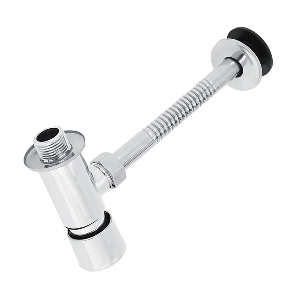 Zinc Alloy Flush Valve Water Leak Proof Time Delay Design Urinal Flush Valve Silver Chrome Finish Toilet Flush Valve Bathroom