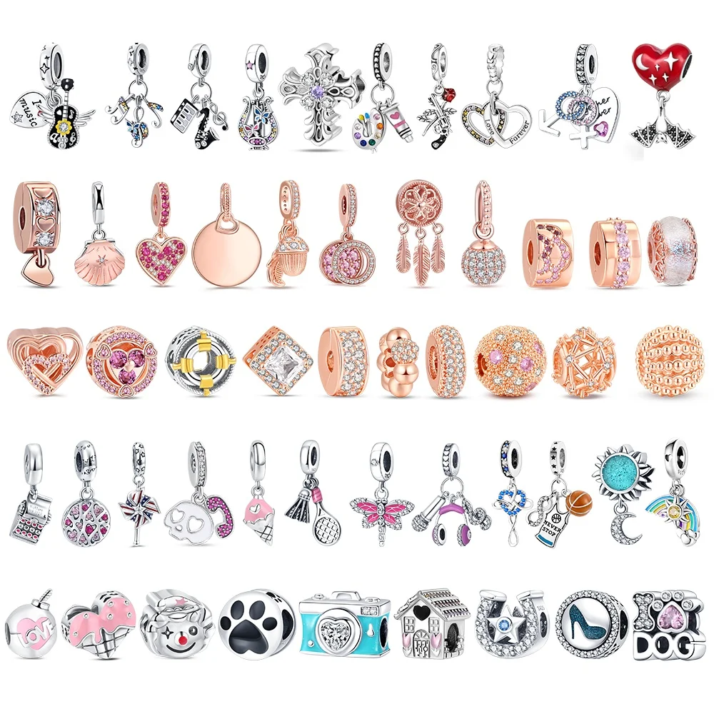 Bestseller 925 Sterling Silber Original Roségold Perlen Anhänger DIY Charms Armband Zubehör Perle Damen Überraschung Schmuck Geschenk