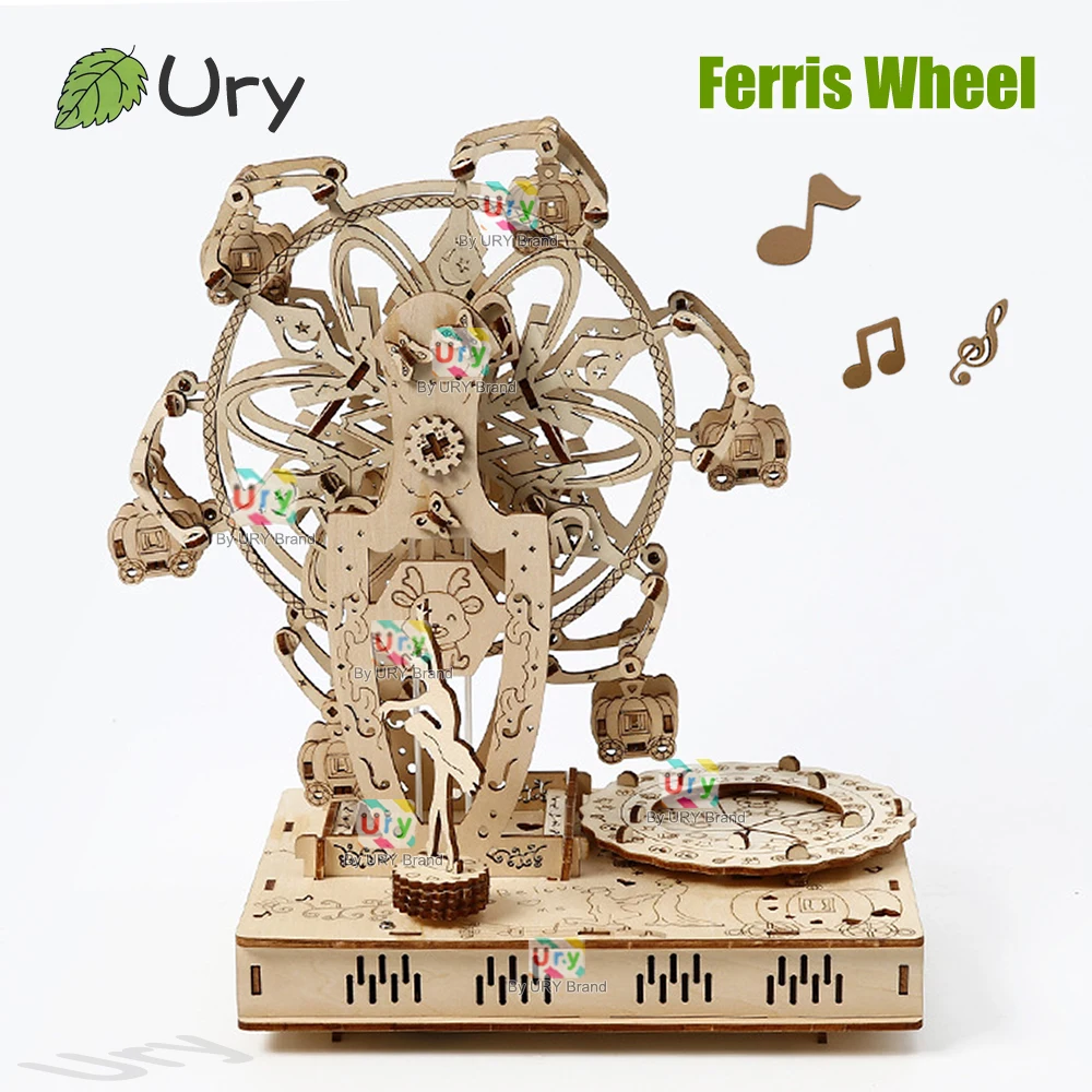 

Rotatable DIY 3D Wooden Puzzles Dreamy Princess Ferris Wheel Music Octave Box Model Mechanical Kits Decor Toys Gifts for Kids